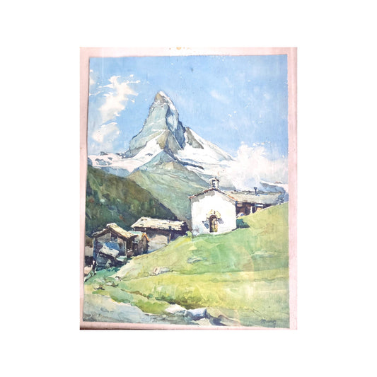 Vesivärilitografia Matterhorn Nicolas Markovitch 1894-1964