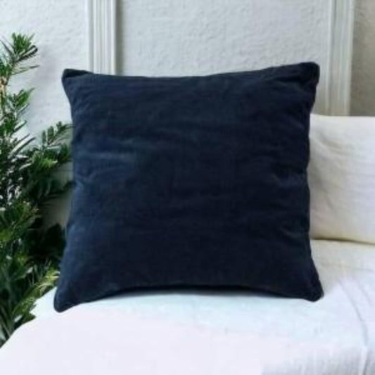 Cushion cover cotton velvet dark blue 50cm x 50cm