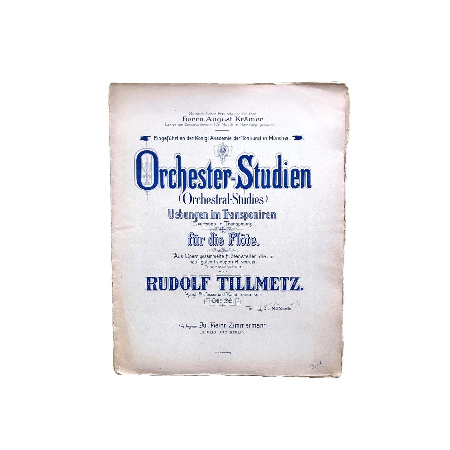 Nuotit Rudolf Tillmetz Orchester Studien, huilulle